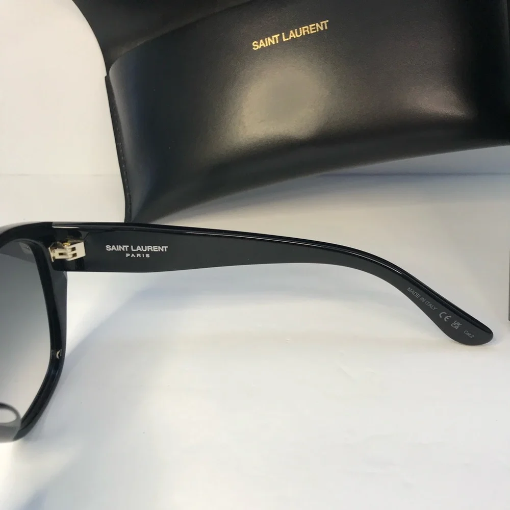 💯 - New Authentic SAINT LAURENT SLM8/F Sunglasses Black - Picture 10 of 11